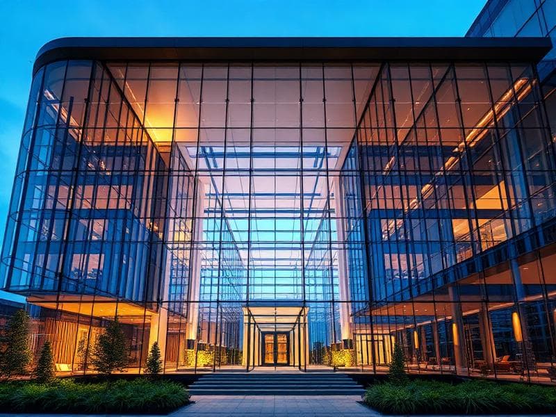 Modern luxury glass architecture installation with custom elements